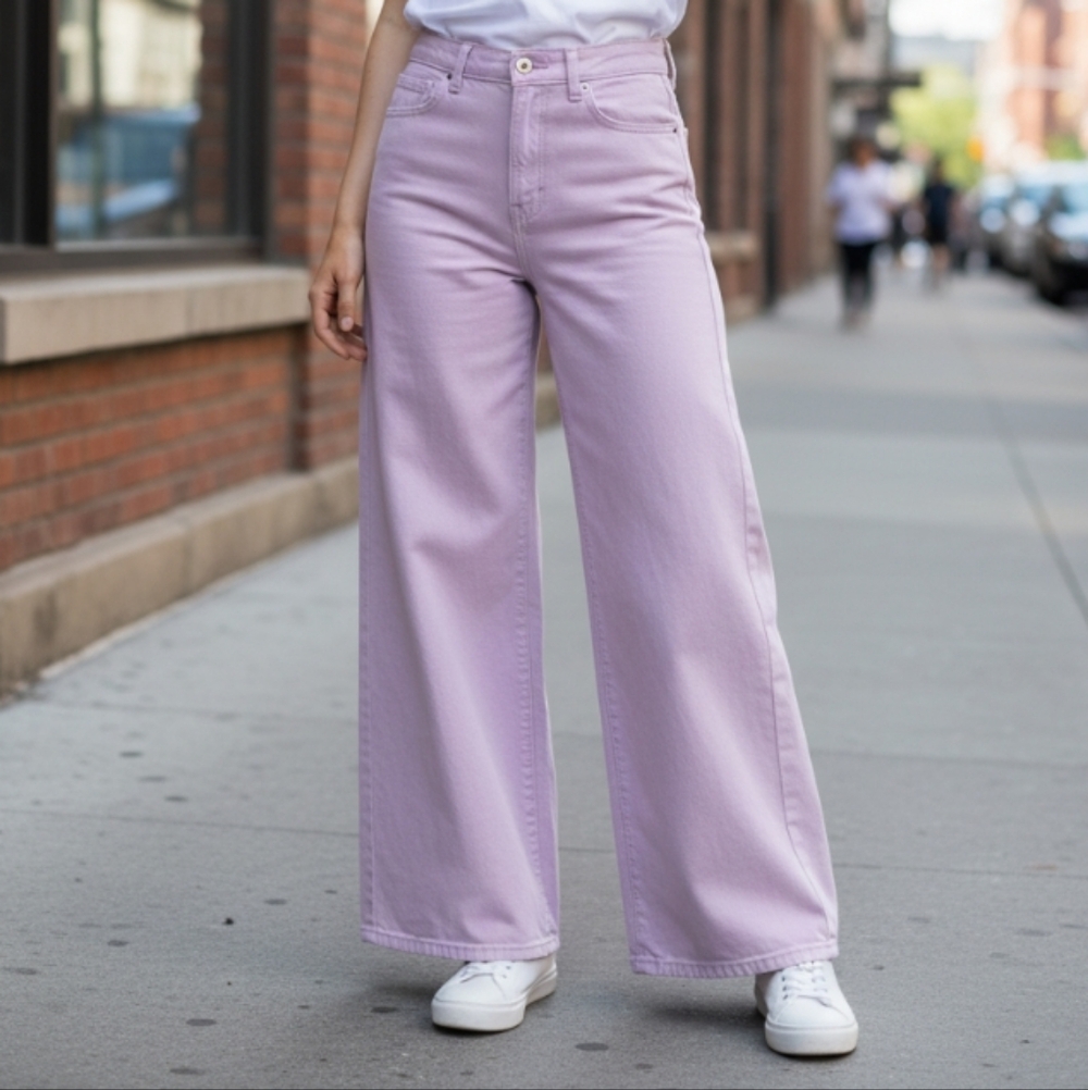 GAP High Rise Wide Leg Light Pink Denim Pants